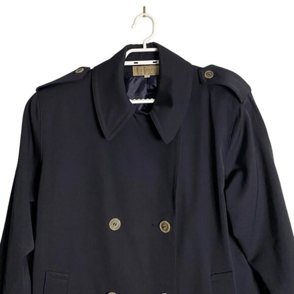 Rue Grenelle Women's Vintage Navy Double Breasted Wool Coat - Picture 2 of 9